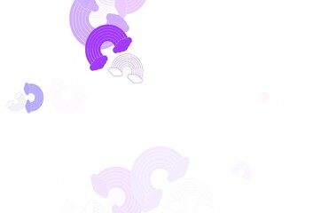 Light Purple, Pink vector background with rainbow symbols.