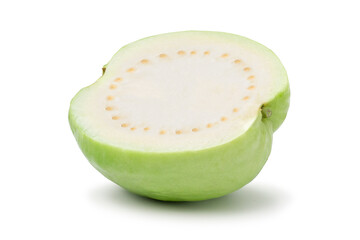 Guava with leaf isolated on white background Fruit with sweet flavor, concept Fresh from garden.