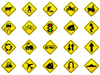 set of warning signs