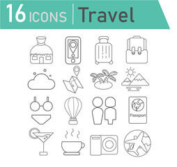 outline about travel baggage,map,passport,holiday,sunset iceland,backpack