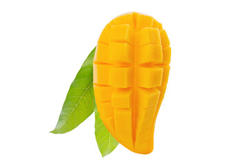 ripe mango isolated on white background, with clipping path, Sweet fruit concept, Fresh from garden