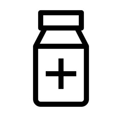 Obraz premium Jar of pills line icon. Medical bottle symbol