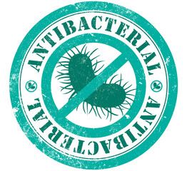 Antibacterial grunge stamp in english language