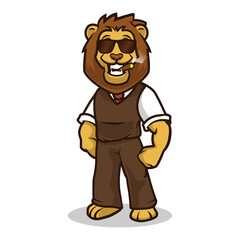 Lion smile cute mascot design illustration vector template