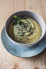 The bol of cauliflower cream soup