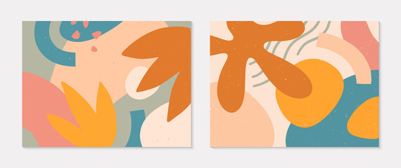 Set of modern vector collages with hand drawn organic shapes,textures and graphic elements.Trendy contemporary design perfect for prints,social media,banners,invitations,branding design,covers