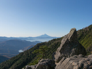 A view of beautiful Mt. Fuji and the mountains of Yamanashi Prefecture seen from Mt.Kobushigatake, Japan