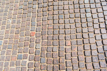 stone pavement made of multicolored granite