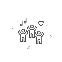 Concert simple vector line icon. Party symbol, pictogram, sign. Light background. Editable stroke. Adjust line weight.