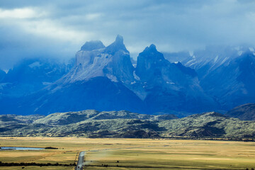 Amazing View to the Mountains in Torres Del Paine National Park, Patagonia, Chile