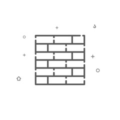 Brick wall simple vector line icon. Construction and repair symbol, pictogram, sign. Light background. Editable stroke. Adjust line weight.
