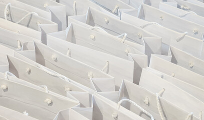 White shopping or gift bags ready for taking