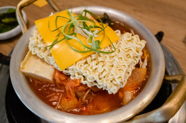 Budae Jjigae in the restaurant
