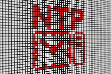 NTP text scoreboard blurred background 3d illustration