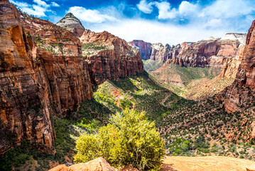 View from Mount Carmel over Zion national park, Utah in springtime