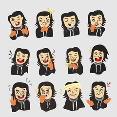 Bundle set Illustration of Emoticon Longish Character