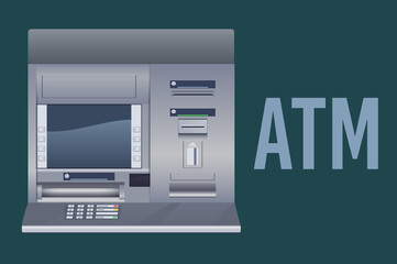 ATM Automated teller machine bank cash realistic vector illustration