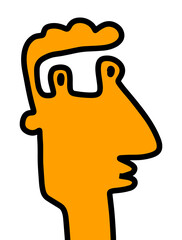 Portrait one line silhouette contour hand drawn vector illustration in cartoon comic style vibrant colors background poster print