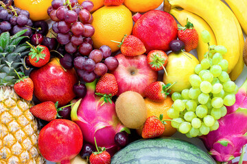 Fresh fruits.Assorted fruits colorful,clean eating,Fruit background