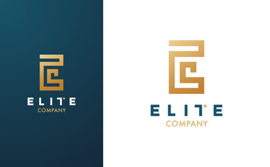 Premium Vector E Logo in two colour variations. Beautiful Logotype for luxury branding. Elegant and stylish design for your Elite company.