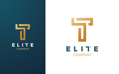 Premium Vector T Logo in two colour variations. Beautiful Logotype for luxury branding. Elegant and stylish design for your Elite company.