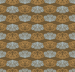 Retro vintage Chinese traditional pattern seamless background spiral curve cross cloud chain frame line