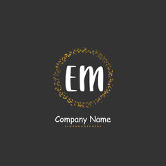 E M EM Initial handwriting and signature logo design with circle. Beautiful design handwritten logo for fashion, team, wedding, luxury logo.