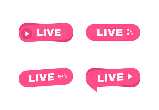 Set of live streaming label. Button for live streaming, broadcasting, online stream. Modern Vector illustration