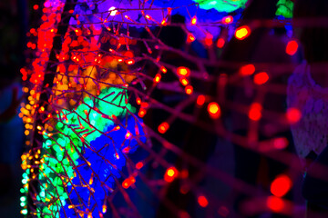 beautiful Bokeh in the Light Garden show colorful of many light at Night, Cristmas Lights, Multi-colored lights
