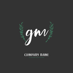 G M GM Initial handwriting and signature logo design with circle. Beautiful design handwritten logo for fashion, team, wedding, luxury logo.