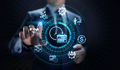 Project management Time Planning business concept on screen.