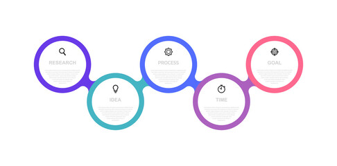 Business process infographic template with 5 options or steps. Thin line design. Vector illustration graphic design
