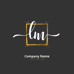 L M LM Initial handwriting and signature logo design with circle. Beautiful design handwritten logo for fashion, team, wedding, luxury logo.