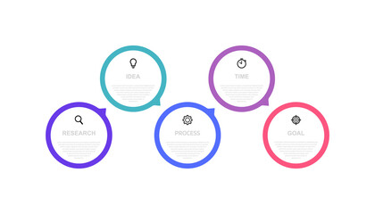 Business process infographic template with 5 options or steps. Thin line design. Vector illustration graphic design