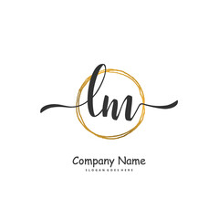 L M LM Initial handwriting and signature logo design with circle. Beautiful design handwritten logo for fashion, team, wedding, luxury logo.
