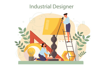 Industrial designer concept. Artist creating modern environment