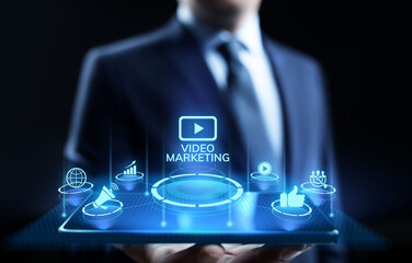 Video marketing online advertising business internet concept.