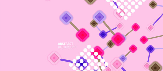 Abstract square dot connections, flat style multicolored geometric background for Wallpaper, Banner, Background, Card, Book Illustration, landing page or poster design