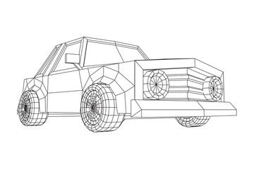 Fototapeta premium Car sedan vehicle personal transport. Automobile transportation concept. Wireframe low poly mesh vector illustration.