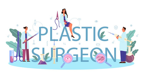Plastic surgeon typographic header concept. Idea of body and face