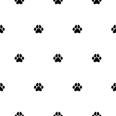 seamless pattern with black cat trace. animal ornament. Vector flat illustration.