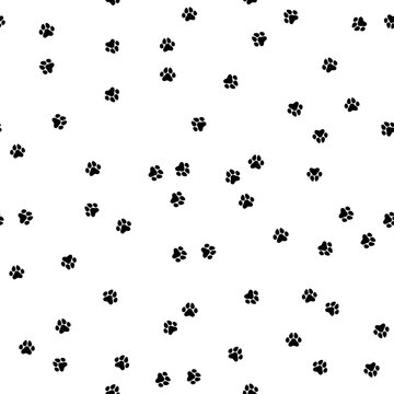seamless pattern with black cat trace. animal ornament. Vector flat illustration.