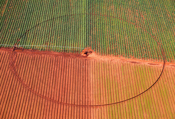 Johannesburg, Gauteng / South Africa - 05/03/2013: Aerial photo of agricultural field and circle