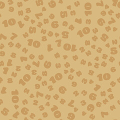 Seamless pattern of numbers. The numbers one, two, three, four, five, six, seven, eight, nine, ten in the pattern. Colorful and beautiful pattern pastel tones. Vector image.