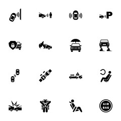 Auto Safety icon - Expand to any size - Change to any colour. Perfect Flat Vector Contains such Icons as car insurance, baby car seat, safety belt, air bag, parking sensors, accident, drift, fire.