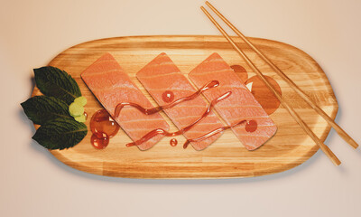 Sashimi salmon fool japanese.3D rendering