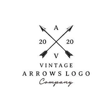 Vintage Rustic Hipster Crossed Arrow logo design