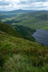 Panoramic view of  The Guinness Lake (Lough Tay) -  a movie and series location, such as Vikings. Close to Dublin City, popular tourist destination.