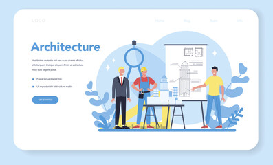 Architecture web banner or landing page. Idea of building project