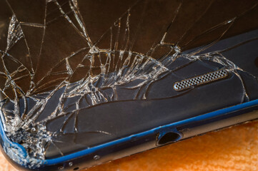 Broken case and touch phone display.